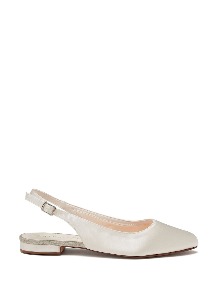 Rainbow Club Cream Wedding Alise Slingback Satin Bridal Pumps - Image 1 of 4
