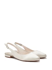 Rainbow Club Cream Wedding Alise Slingback Satin Bridal Pumps - Image 2 of 4