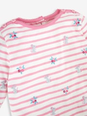 JoJo Maman Bébé Cream Girls' Mouse Embroidered Top - Image 2 of 2