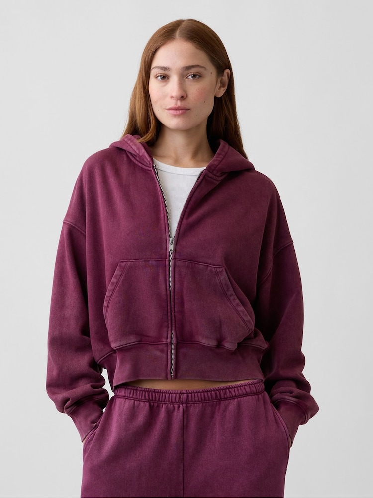 Burgunderrot - Gap VintageSoft Wedge Zip-up Hoodie - Bild 1 von 5