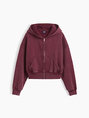 Burgunderrot - Gap VintageSoft Wedge Zip-up Hoodie - Bild 4 von 5