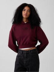 Burgunderrot - Gap VintageSoft Cropped Logo Hoodie - Bild 1 von 5