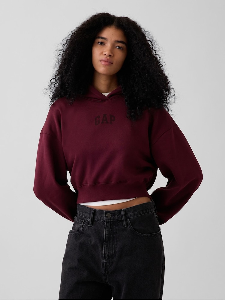 Burgunderrot - Gap VintageSoft Cropped Logo Hoodie - Bild 1 von 5