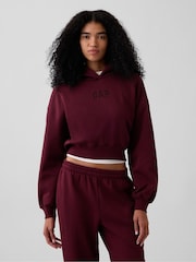 Burgunderrot - Gap VintageSoft Cropped Logo Hoodie - Bild 2 von 5