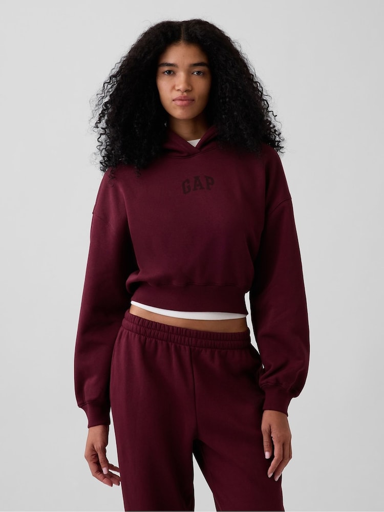 Burgunderrot - Gap VintageSoft Cropped Logo Hoodie - Bild 2 von 5