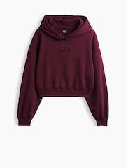 Burgunderrot - Gap VintageSoft Cropped Logo Hoodie - Bild 4 von 5