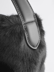 Black Faux Fur Hobo Bag - Image 5 of 6