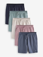 Green/Blue/Pink Regular Fit Lightweight Shorts 5 Pack - Image 1 of 24