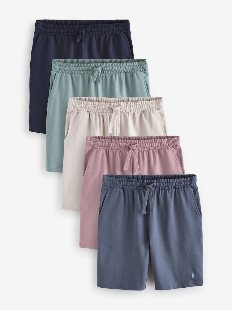Green/Blue/Pink Regular Fit Lightweight Shorts 5 Pack - Image 1 of 24