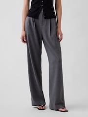 Gap Grey 365 High Waisted Brushed Twill Pleated Trousers - Image 1 of 5