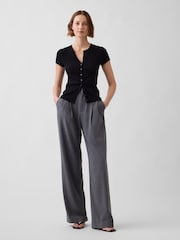 Gap Grey 365 High Waisted Brushed Twill Pleated Trousers - Image 4 of 5