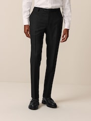 Black Slim Fit Textured Suit Trousers - Image 1 of 8