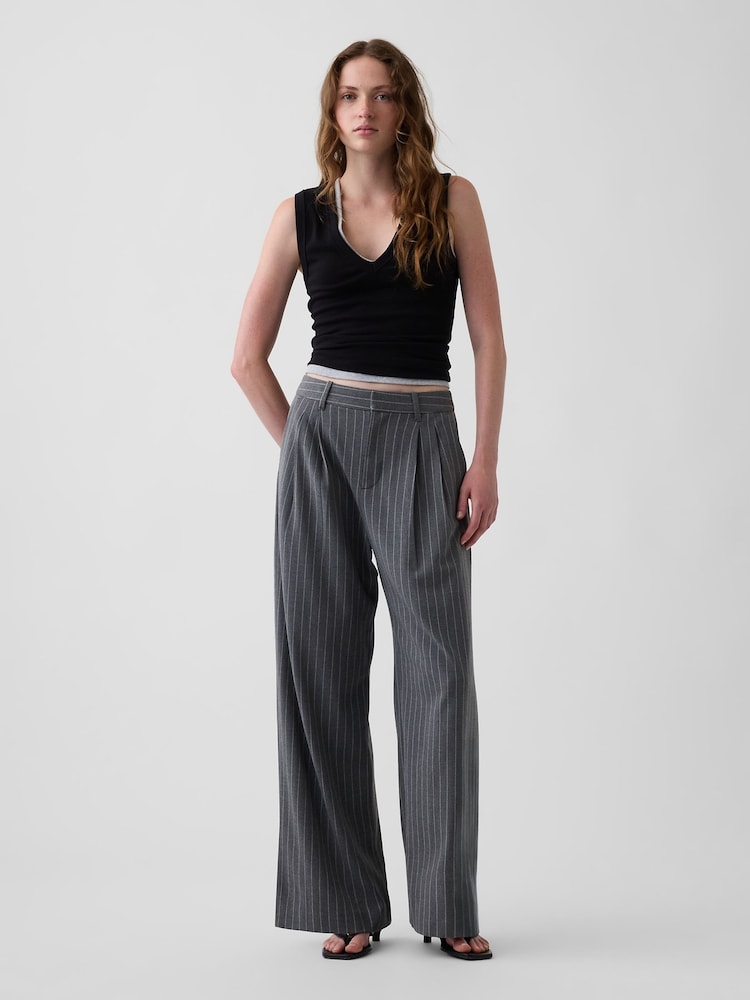 Graue Streifen - Gap 365 Bundfaltenhose aus gebürstetem Twill mit hoher Taille - Bild 5 von 5