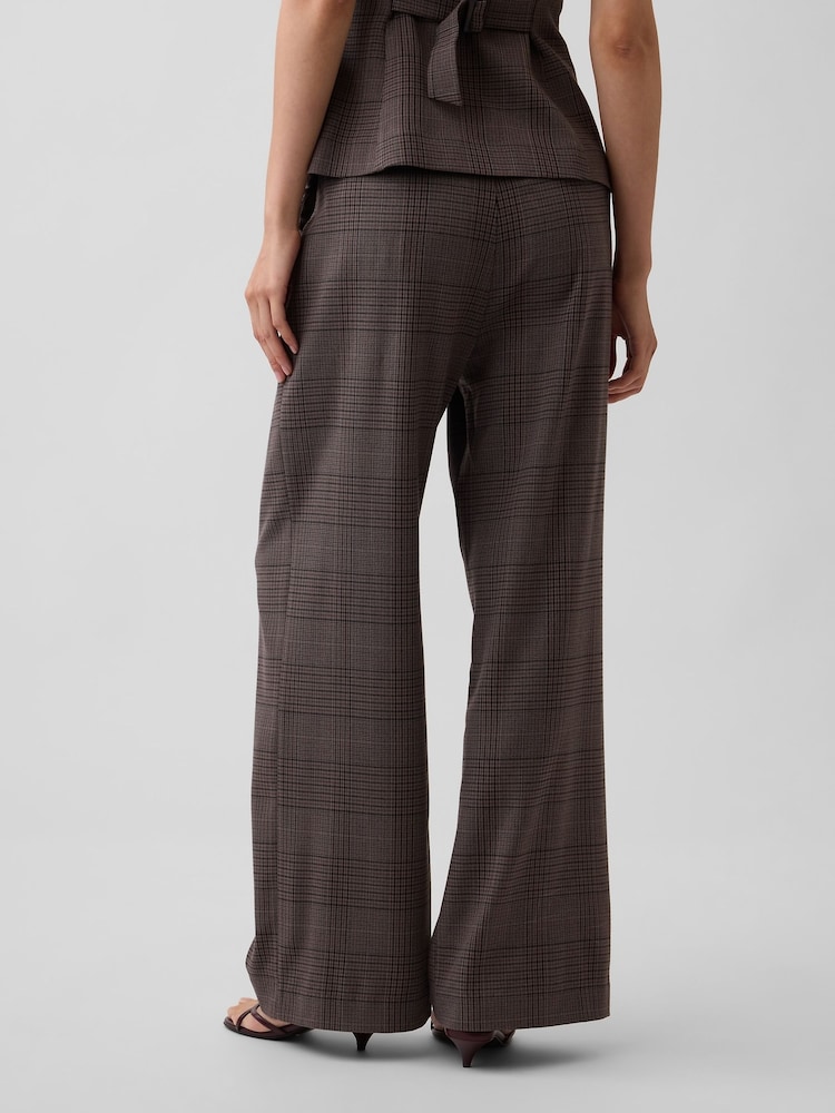 Braun Kariert - Gap 365 Bundfaltenhose aus gebürstetem Twill mit hoher Taille - Bild 2 von 6