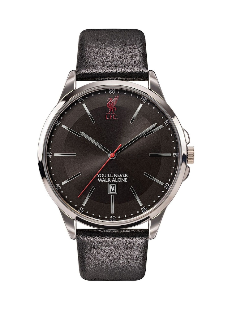 Peers Hardy Black Liverpool Football Club Adult Silver Sleek Watch with Strap - Image 1 of 3 Peers Hardy Black Liverpool Football Club Adult Silver Sleek Watch with Strap - Image 1 of 3