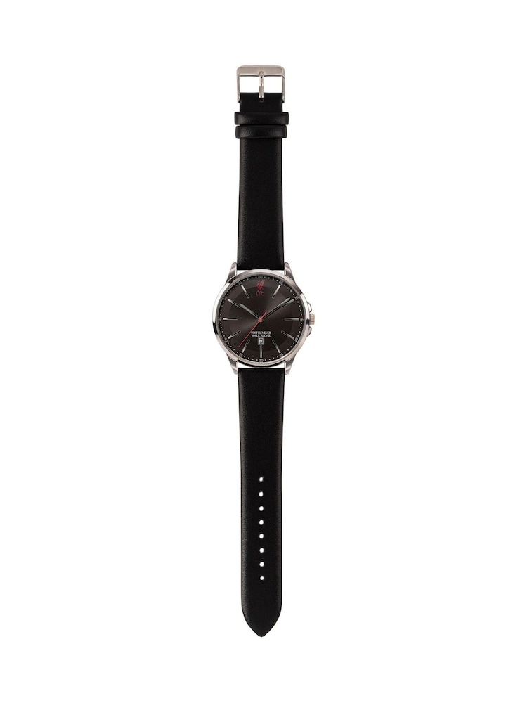 Peers Hardy Black Liverpool Football Club Adult Silver Sleek Watch with Strap - Image 2 of 3 Peers Hardy Black Liverpool Football Club Adult Silver Sleek Watch with Strap - Image 2 of 3