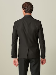 Black/Gold Skinny Fit Textured Tuxedo Suit Jacket - Image 3 of 11