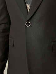 Black/Gold Skinny Fit Textured Tuxedo Suit Jacket - Image 6 of 11