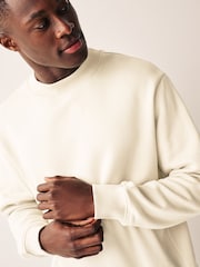 Ecru White Regular Fit Jersey Cotton Rich Crew Sweatshirt - Image 1 of 8