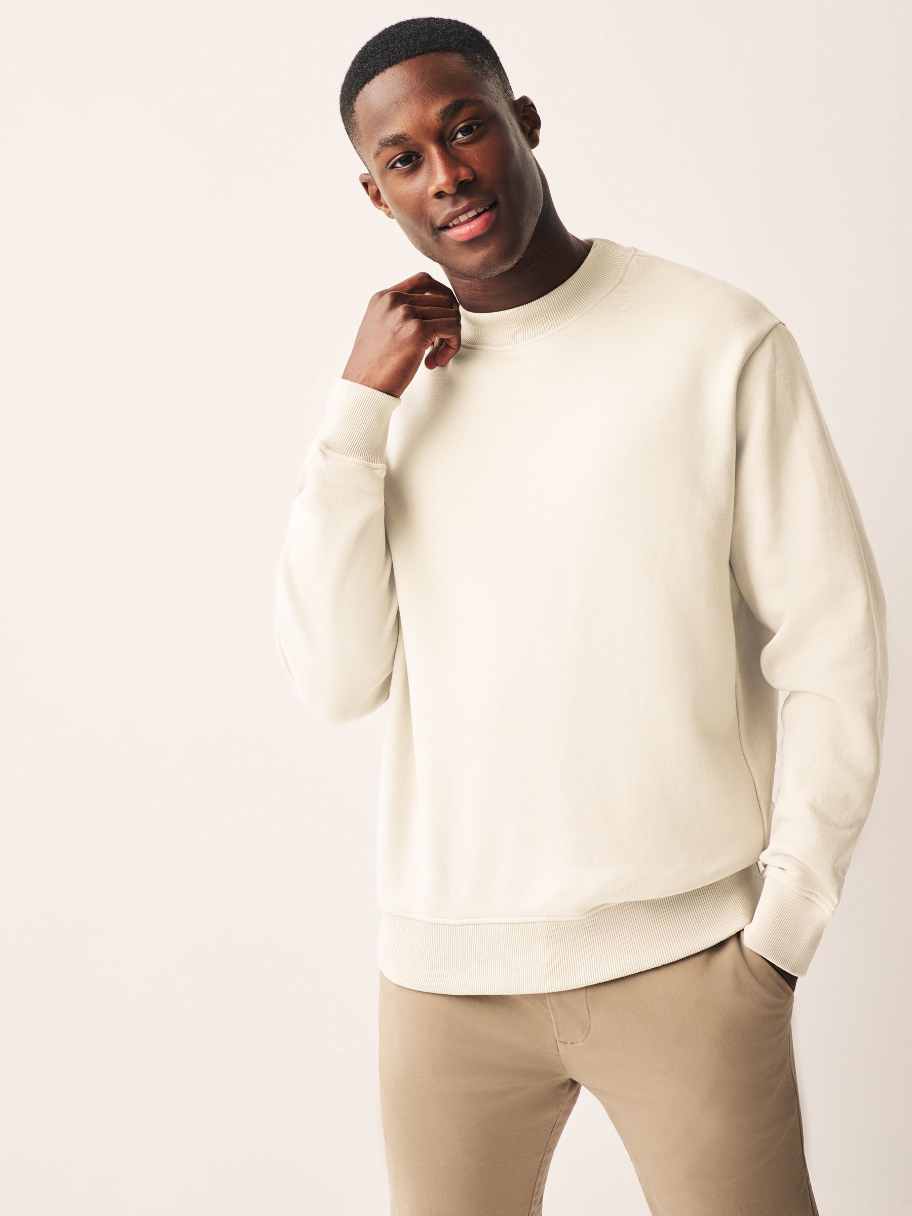 Buy Ecru White Regular Fit Jersey Cotton Rich Crew Sweatshirt from Next Luxembourg