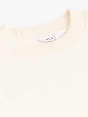 Ecru White Regular Fit Jersey Cotton Rich Crew Sweatshirt - Image 7 of 8