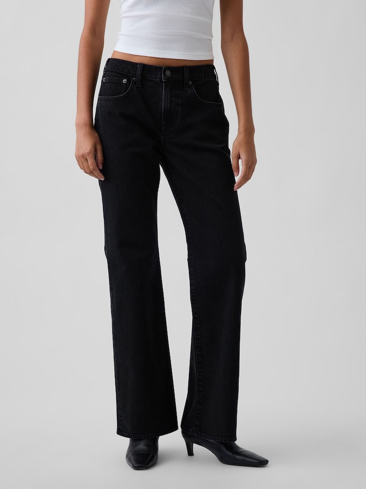 Gap Black Mid Rise Relaxed Flare Jeans - Image 1 of 5