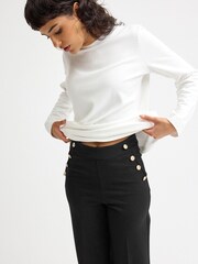 Black Ponte Button Wide Leg Trousers - Image 4 of 6
