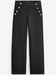 Black Ponte Button Wide Leg Trousers - Image 5 of 6