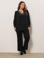 Evans Black Stitch Detail Blouse - Image 2 of 4