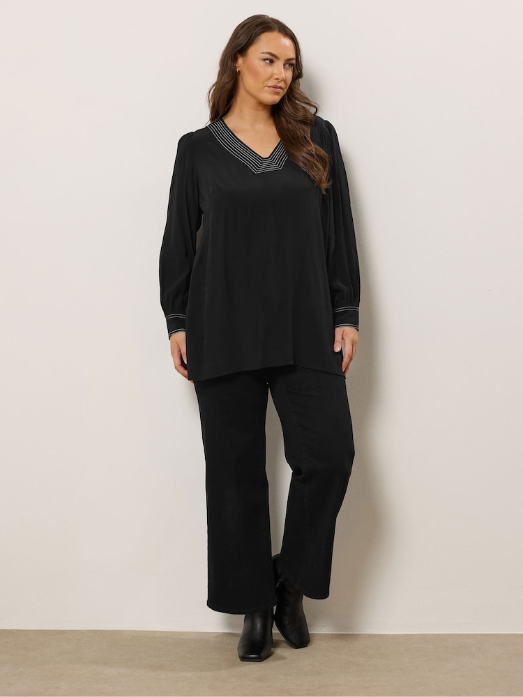 Evans Black Stitch Detail Blouse - Image 2 of 4