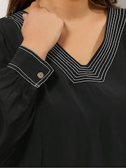 Evans Black Stitch Detail Blouse - Image 4 of 4