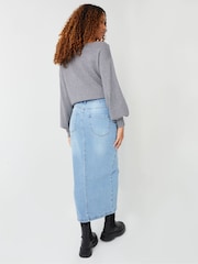 Threadbare Light Blue Denim Maxi Skirt - Image 6 of 8