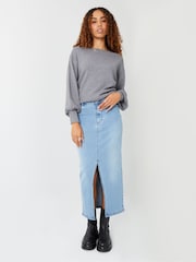 Threadbare Light Blue Denim Maxi Skirt - Image 7 of 8