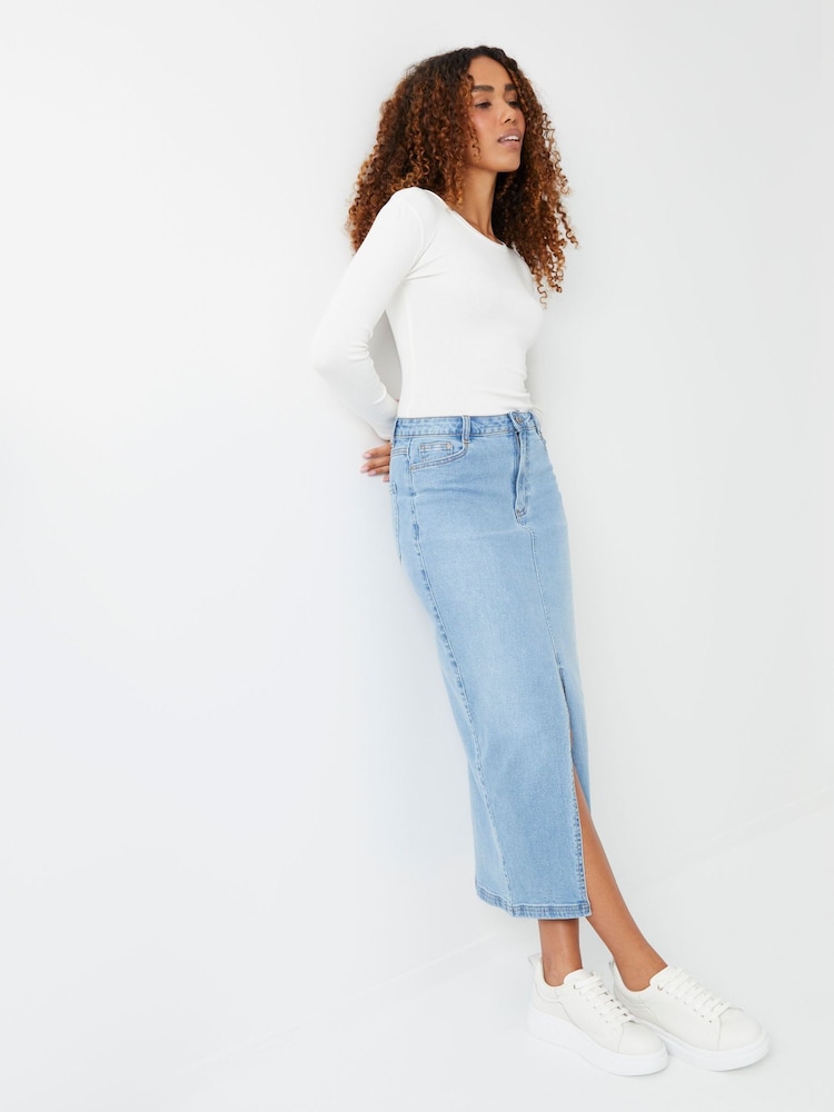 Threadbare Light Blue Denim Maxi Skirt - Image 8 of 8