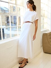 White Short Sleeve Maxi T-Shirt Dress - Image 1 of 4