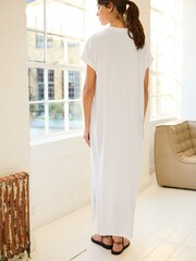 White Short Sleeve Maxi T-Shirt Dress - Image 3 of 4