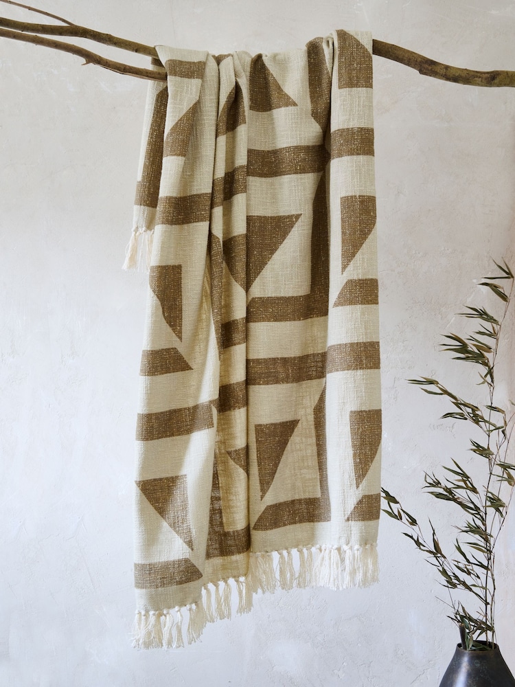 French Connection Natural Sundial Printed Throw - Image 1 of 4