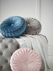 Laura Ashley Velvet Blush Pink Round Rosanna Cushion - Image 3 of 4