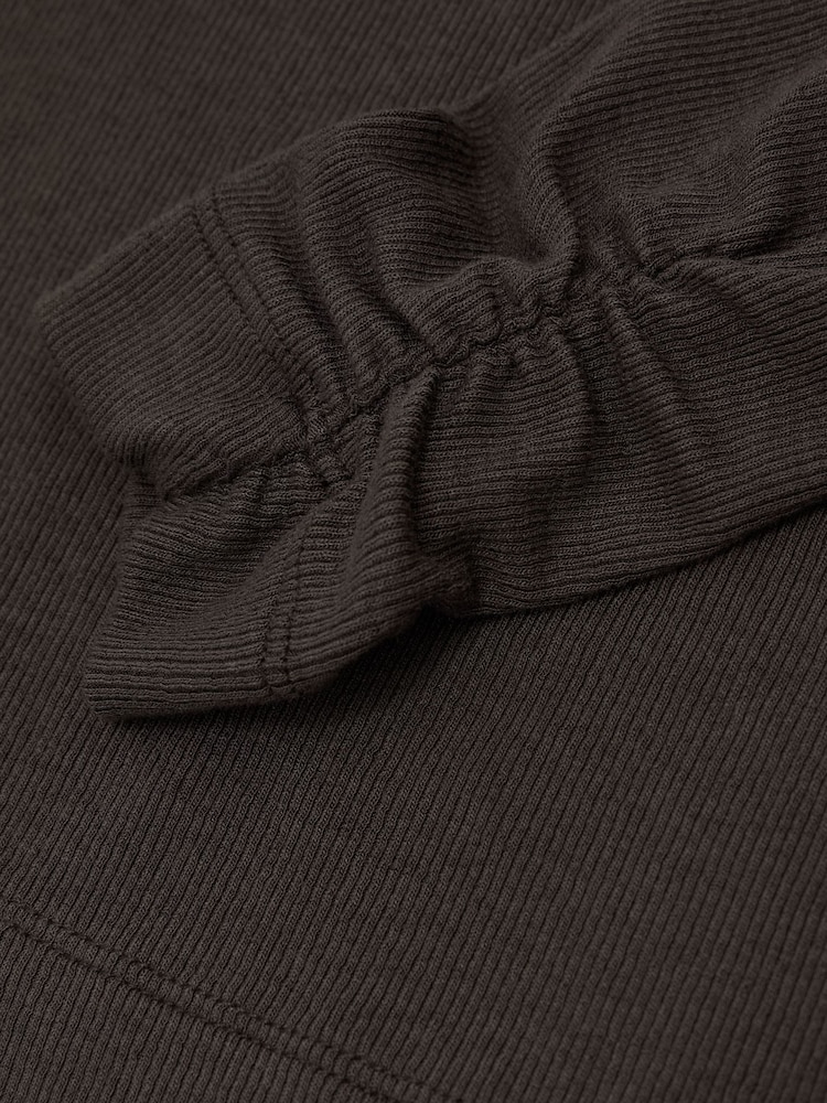 Reiss Chocolate Brown Ayla Rib-Knit Roll-Neck Top - Image 7 of 7