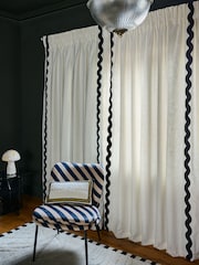 Rockett St George Cream Pencil Pleat Scallop Embroidered Curtain - Image 2 of 3