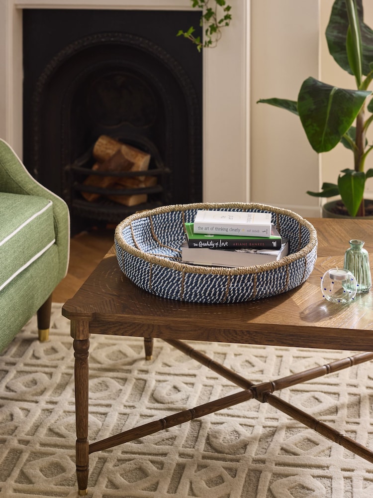 Nina Campbell Blue Seagrass Single Bowl Storage Basket - Image 1 of 4