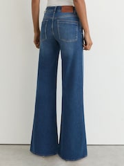 Reiss Mid Blue Addie Tall Cotton-Lyocell Wide-Leg Jeans - Image 6 of 8