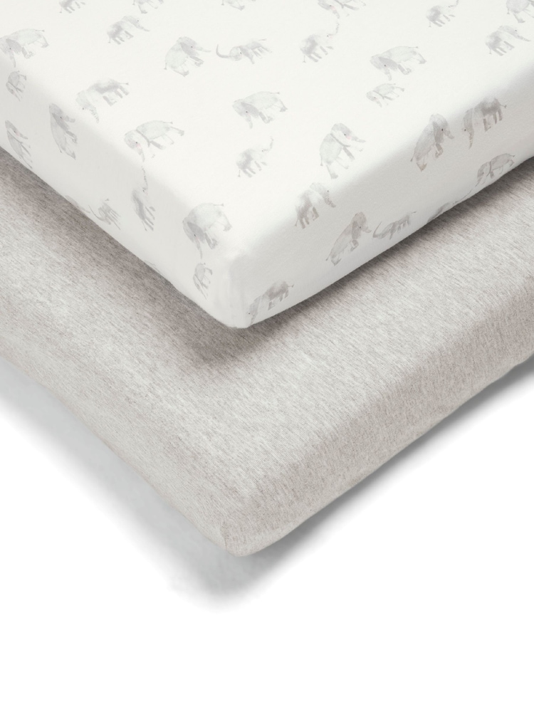 Mamas & Papas x Laura Ashley 2 Pack Grey 100% Cotton Gingham Fitted Cot Bed Sheets - Image 1 of 3