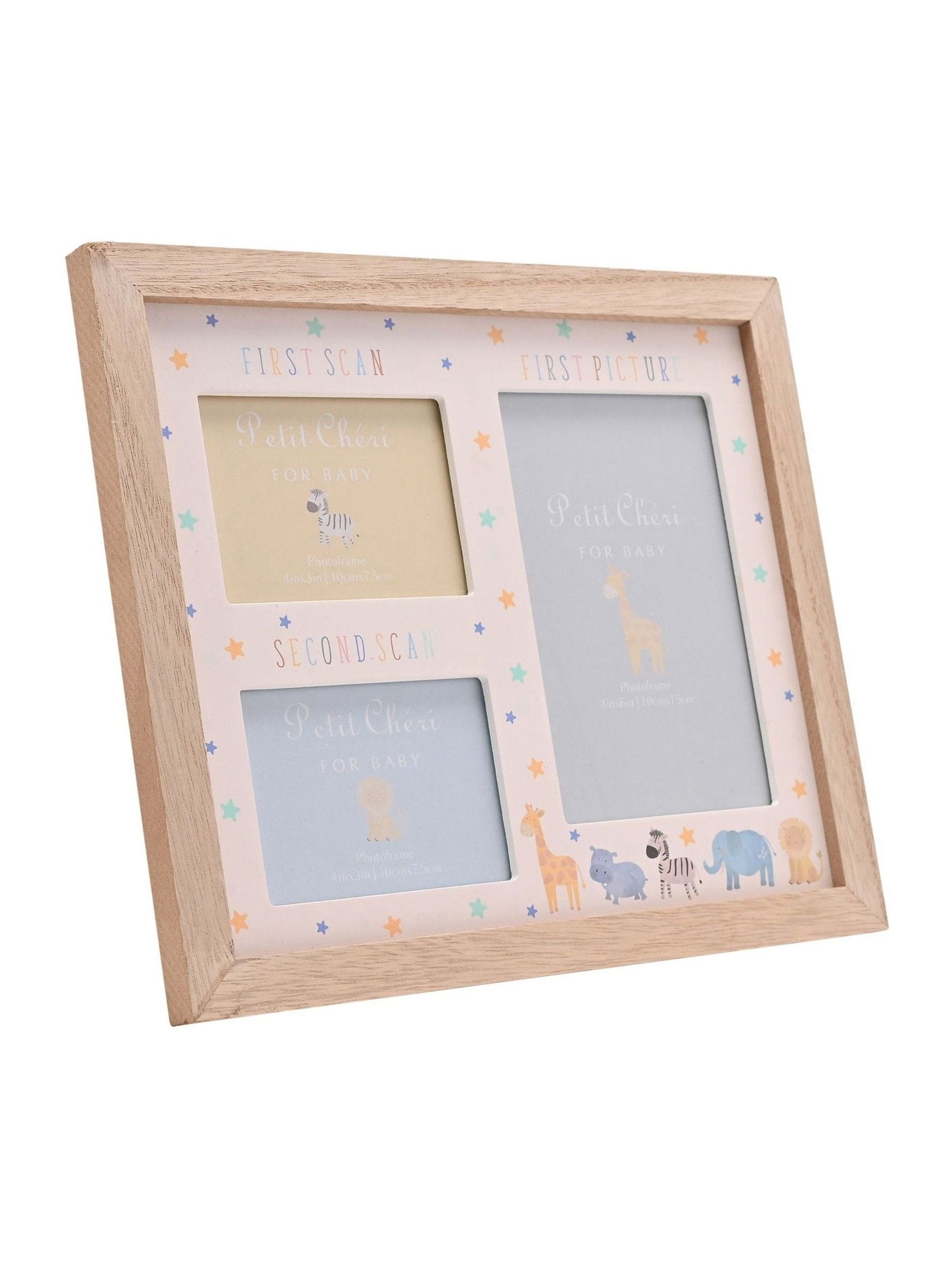 Petit Cheri Collection Unisex Infant White Widdop Animal Double Baby Scan Frame