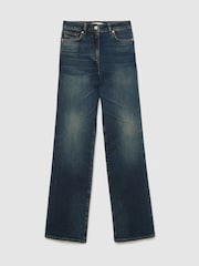 Reiss Mid Blue Andi Tall High-Rise Bootcut Jeans - Image 2 of 9