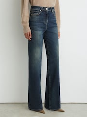 Reiss Mid Blue Andi Tall High-Rise Bootcut Jeans - Image 4 of 9