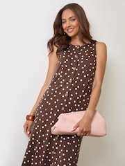 Threadbare Brown Slash Neck Pinafore Maxi Dress - Image 1 of 5