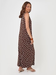Threadbare Brown Slash Neck Pinafore Maxi Dress - Image 3 of 5