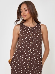 Threadbare Brown Slash Neck Pinafore Maxi Dress - Image 5 of 5