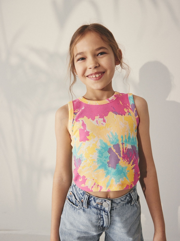 Bright Tie Dye Boxy Rib Vest (3-16yrs) - Image 1 of 7